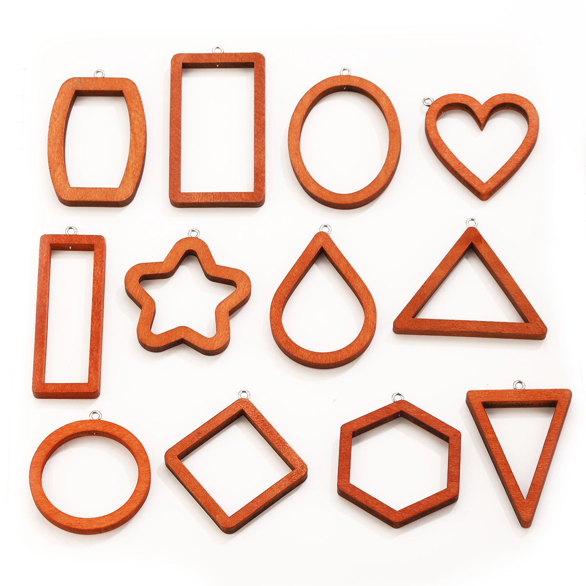 Woodworking Resin - 10 Buah Jimat Geometris Kayu Segitiga