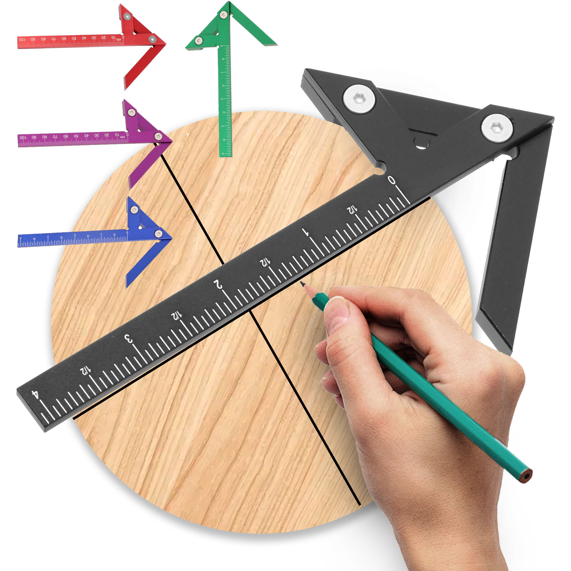 Woodworking Marking Gauge - Pencari pusat pekerjaan kayu persegi 45/90